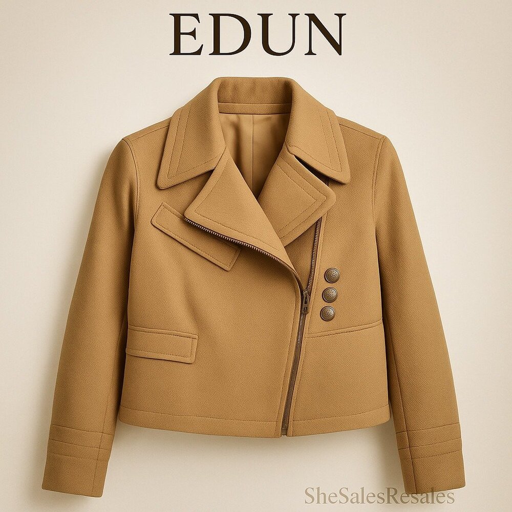 Edun Structured Camel Jacket – Silk Cotton Blend  Size S – Ethical Luxury Tailor
